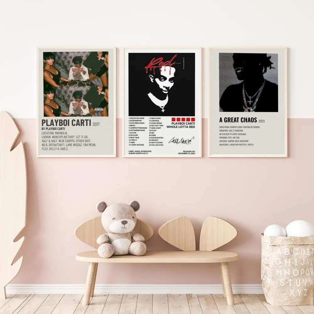 O-Opium Rap Playboi Carti Poster Versatile HD Waterproof Wall Art Self-Adhesive Decor for Any Space Ideal Gift
