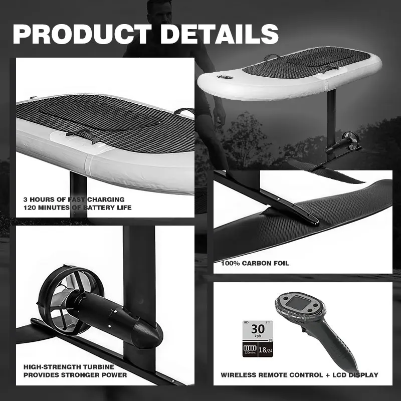 بولي كلوريد الفينيل وEVA بطارية ليثيوم ثلاثية مختلطة قابلة للنفخ لوح ركوب الأمواج الكهربائي E-رقائق التزلج شحن سريع خفيف الوزن لمناجع الشاطئ #4