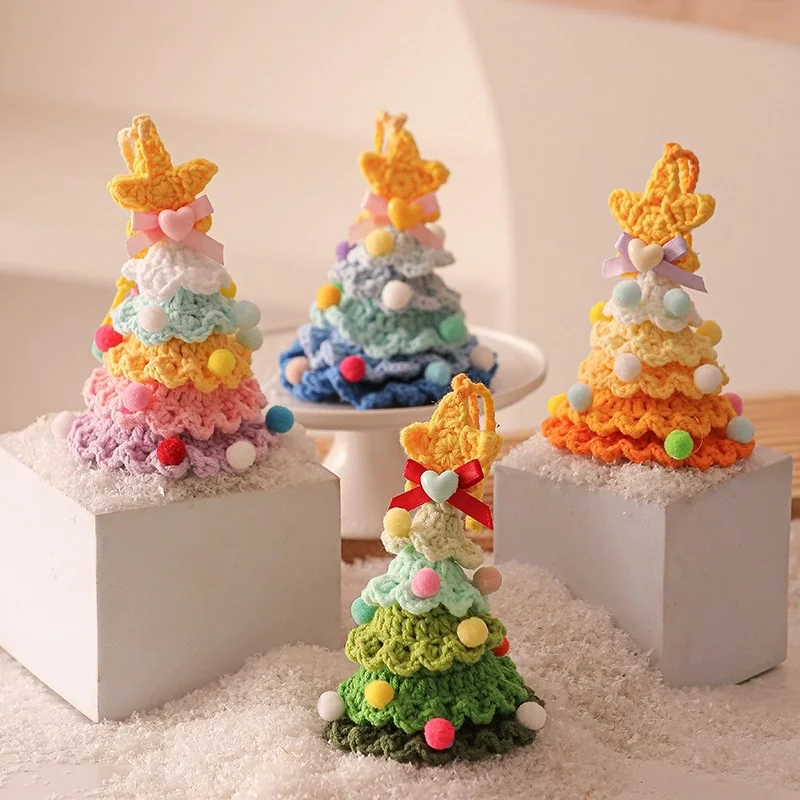 

1PCS Christmas Decor Ornaments Christmas Tree Cute Yarn Crocheting Hanging Decorations Pendants Xmas Hangings Home Decor