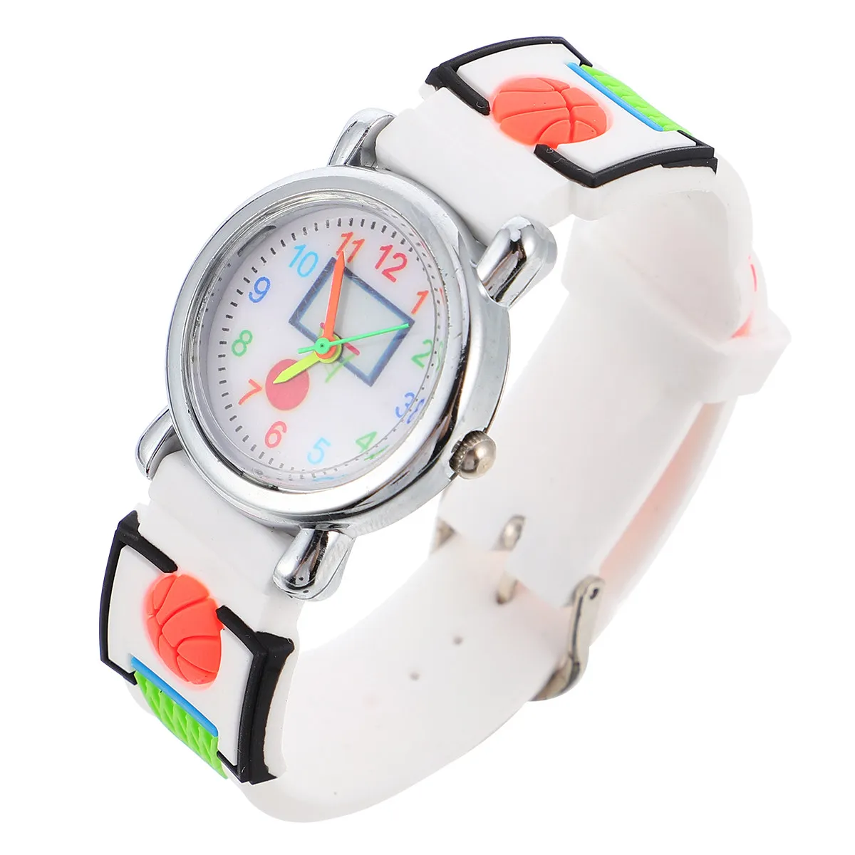 Basketball Pattern Watch 3D Cartoon Design Watch Waterproof for Handwashing Rain Splashes