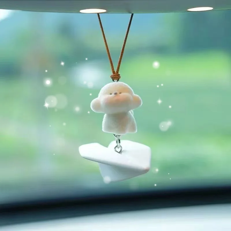 2025년 신상 귀여운 강아지와 슈퍼 귀여운 소녀 하트 자동차 액세서리 차량 후방 거울 장식