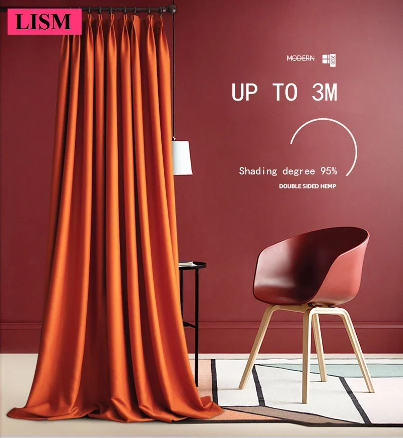3M High Thickened and Lengthened Double-sided Hemp High Blackout Curtains Nordic Modern Living Room and Bedroom Custom Cloth New