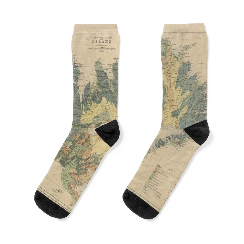 

Vintage Geological Map of Iceland (1906) Socks luxury gifts cartoon happy Socks Women Men's