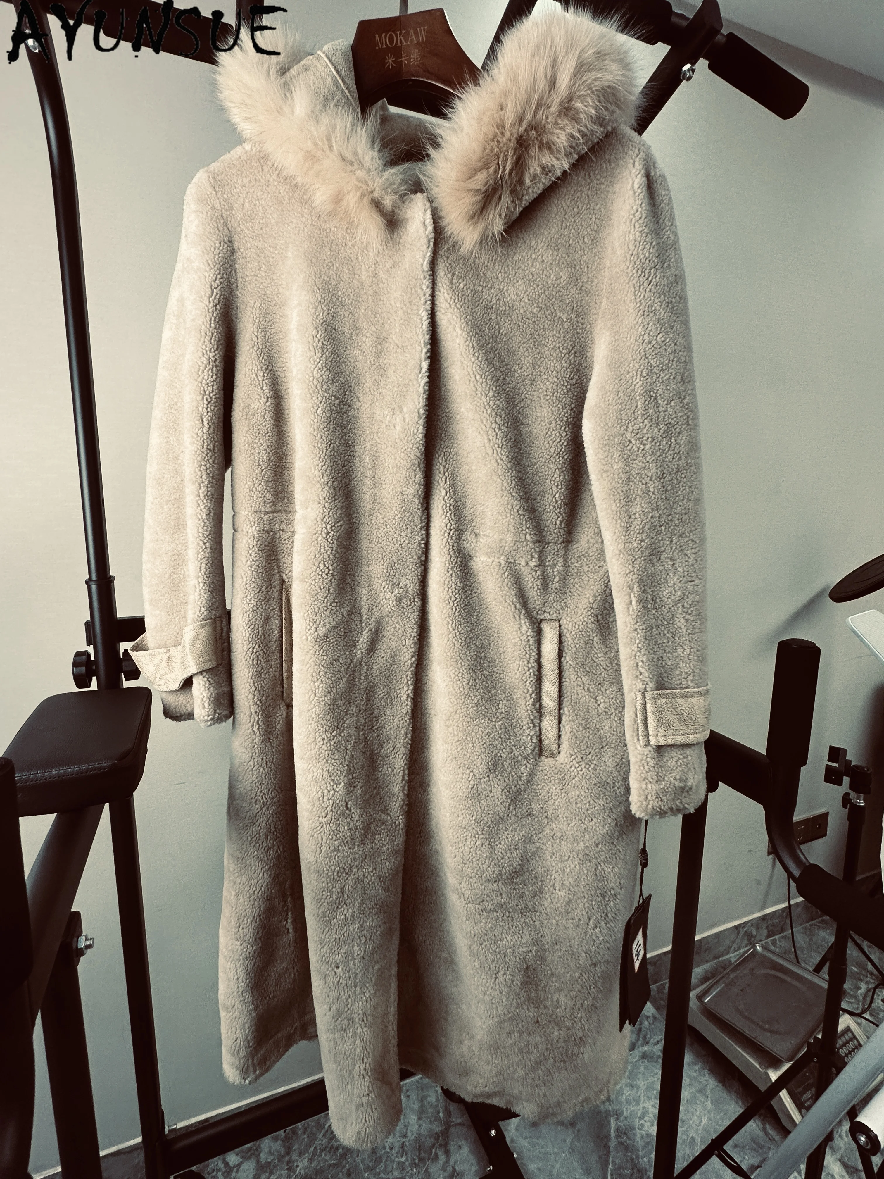 

AYUNSUE куртка из 100% шерсти, мужская зимняя одежда, дубленки из овечьей овчины, уникальное пальто, акция, небольшие цели, возврат и не обмен