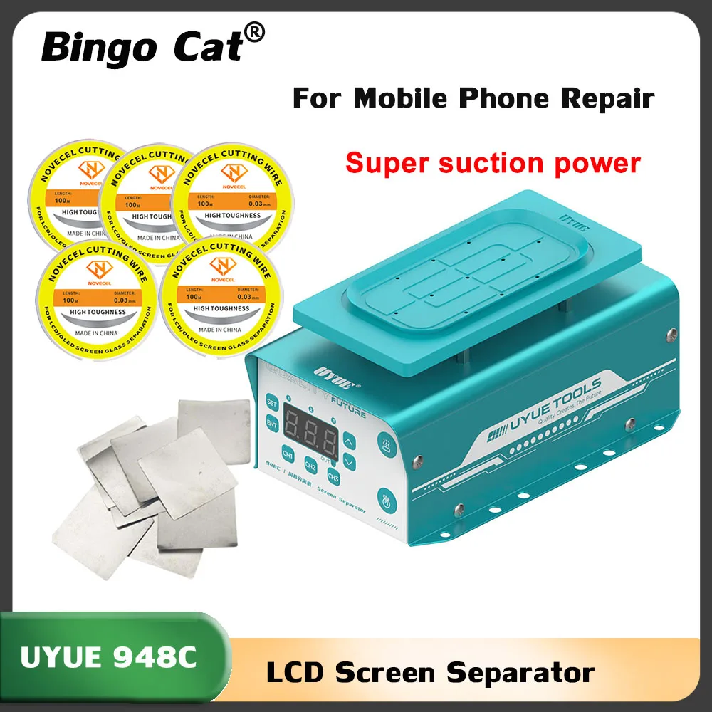 

UYUE 948C Высокоскоростной вакуумный сепаратор для ЖК-экрана для мобильного телефона, инструмент для удаления сломанного экрана, инструмент для очистки клея