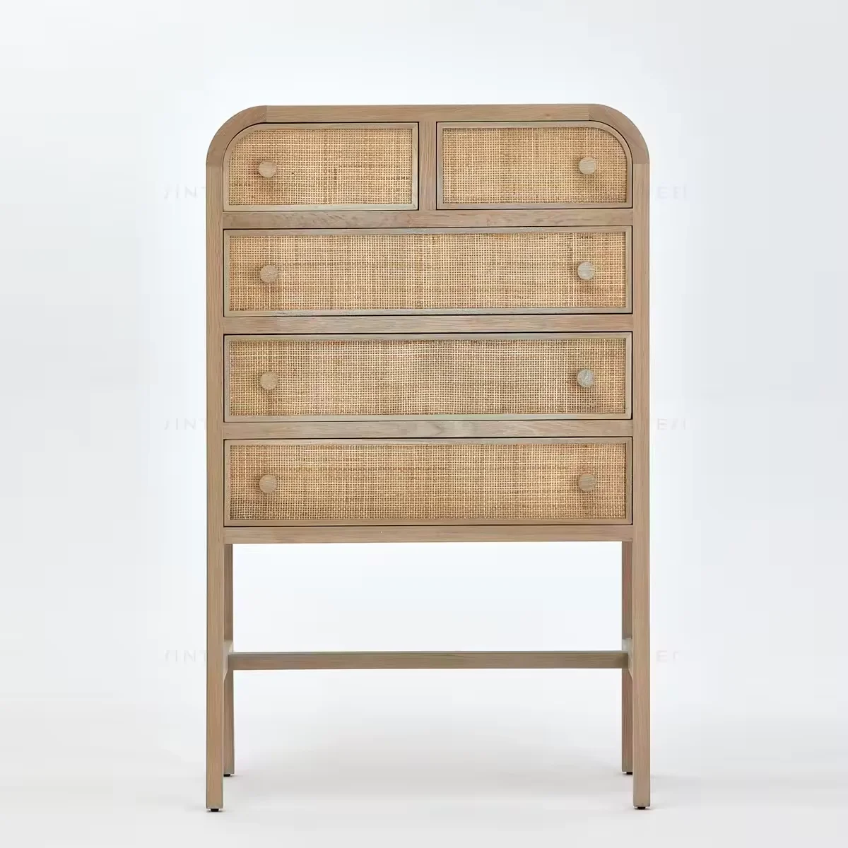 

Nordic Boho Wood Chest of Drawers North America Oak Birch Rattan Japanese Design Villa Dining Living Room Hotel Storage Cabinet