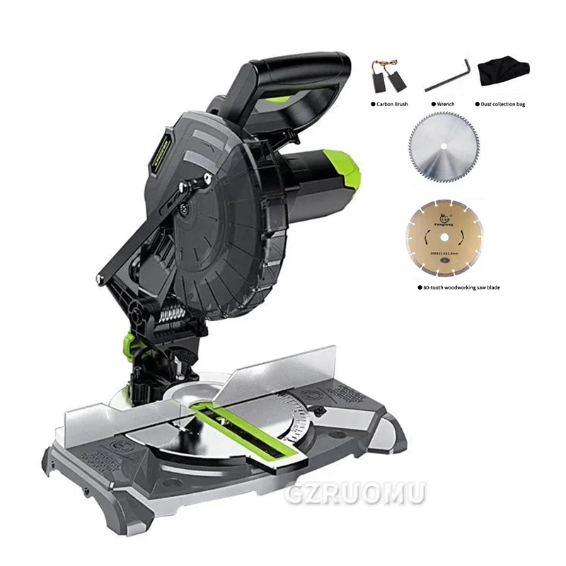 8 Inch Dual-Bevel Sliding Glide Miter Saw With 60-Tooth Carbide Saw Blade For Woodworking And Aluminium Cutting