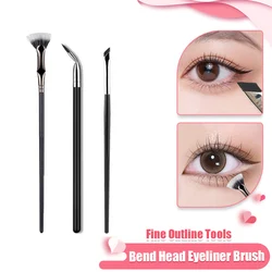 1/3PCS Bend Head Eyeliner Brush Eye Detail Makeup Brush Under Eyes Tear Trough Concealer Brush Women Fine Outline Liner Tools