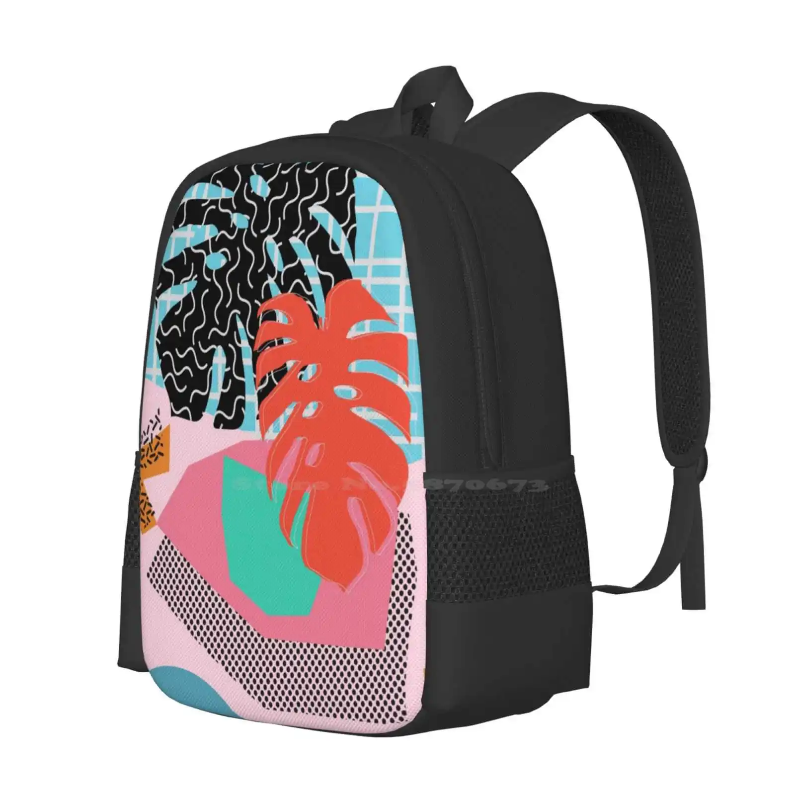 Memphis Palm / / Abstract Pattern Memphis Tropical School Bags For Teenage Girls Laptop Travel Bags Mid Century Modern Memphis