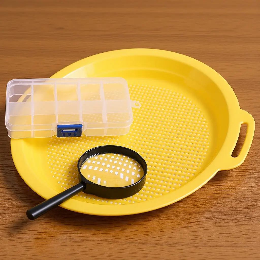 1Set Gold Mesh Pan for Panning Sifting Sorting Sieve Filter Tool Portable Mine Prospecting Sand Gravel Mineral Processing Labor