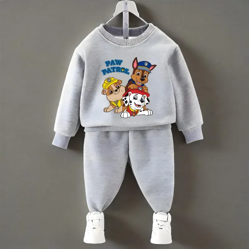 PAW Patrol Spring Fall Boys O Neck Pullover and Sweatpant Two Piece Set Children's Casual Hoodies Sets Kids Sport Clothes Suit