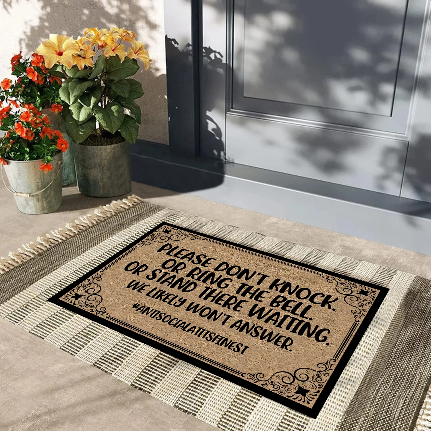 Please Don't Knock or Ring the Bell Doormat,Non-Slip Rubber Door Mat,Housewarming Welcome Floor Mat for Outdoor Entryway Kitchen