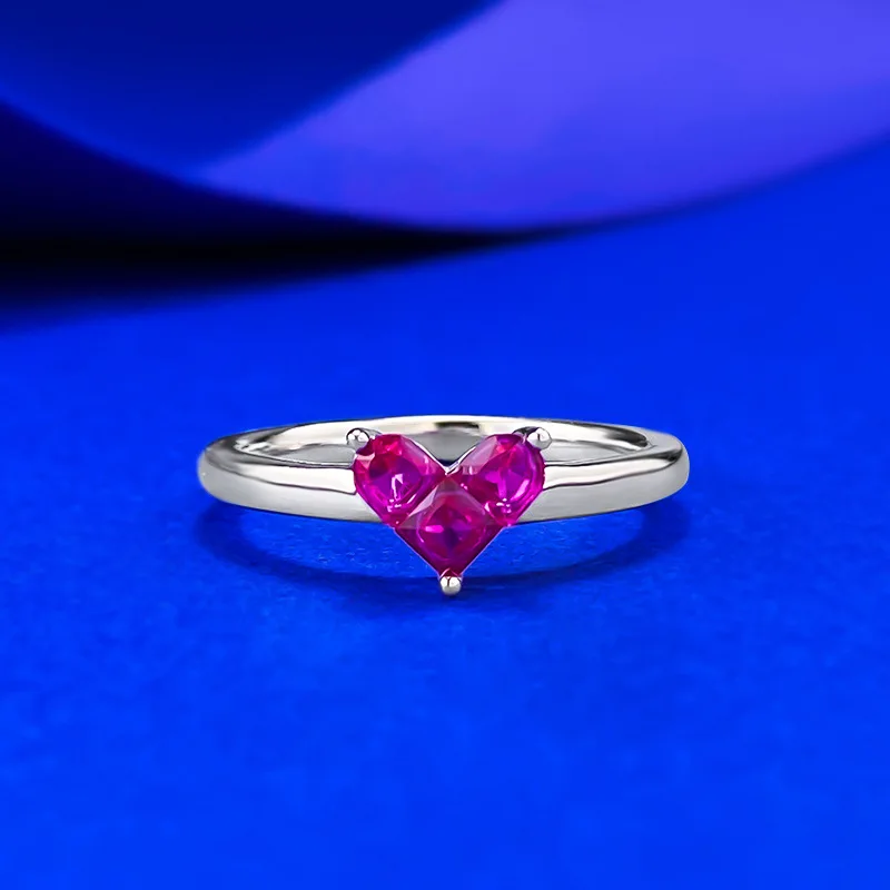 

Sparkling Full High Carbon Diamonds Women's Ring, 925 Sterling Silver Promise Wedding Band & Engagement Heart Ring Jewelry Gift