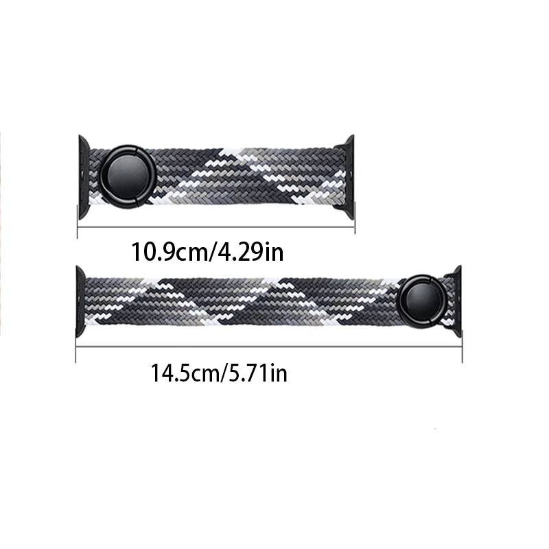 Elastic Braided Nylon Replacement Watch Strap with Round Lock Buckle Adjustable Wristband for Apple Watch 38/40/41/42/44/45/49mm