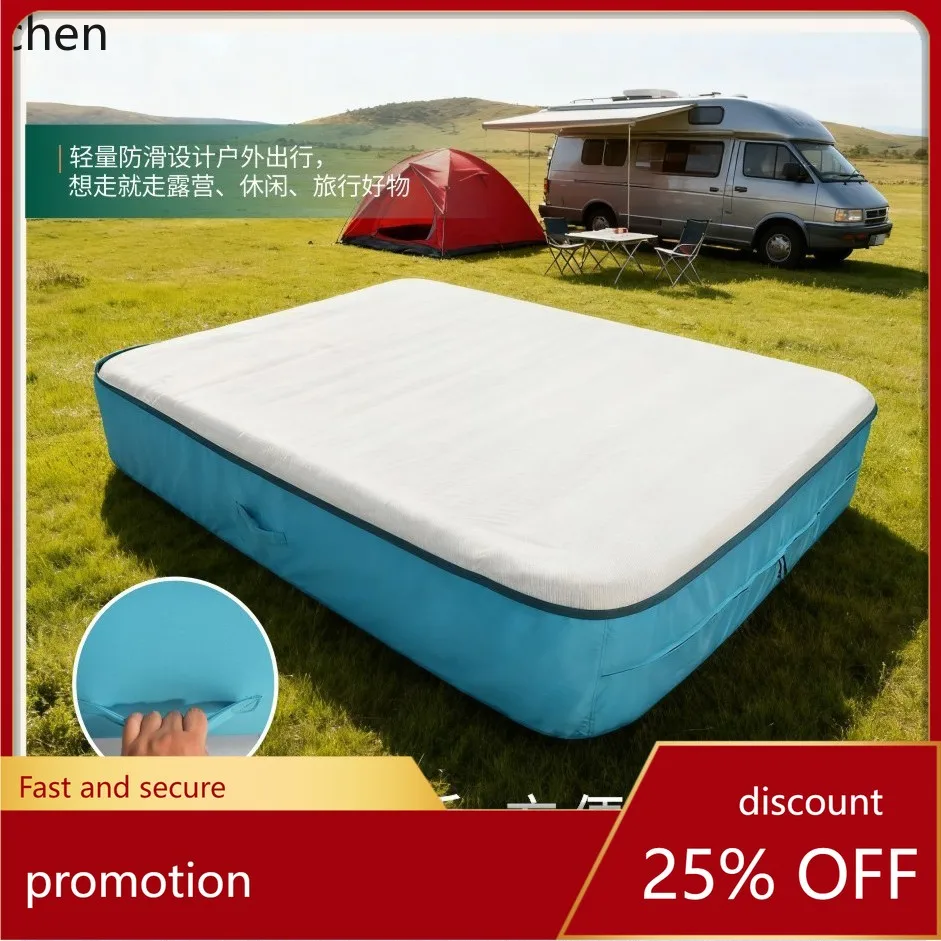 Hxl inflatable air mattress with removable pad - one-touch automatic inflation for camping