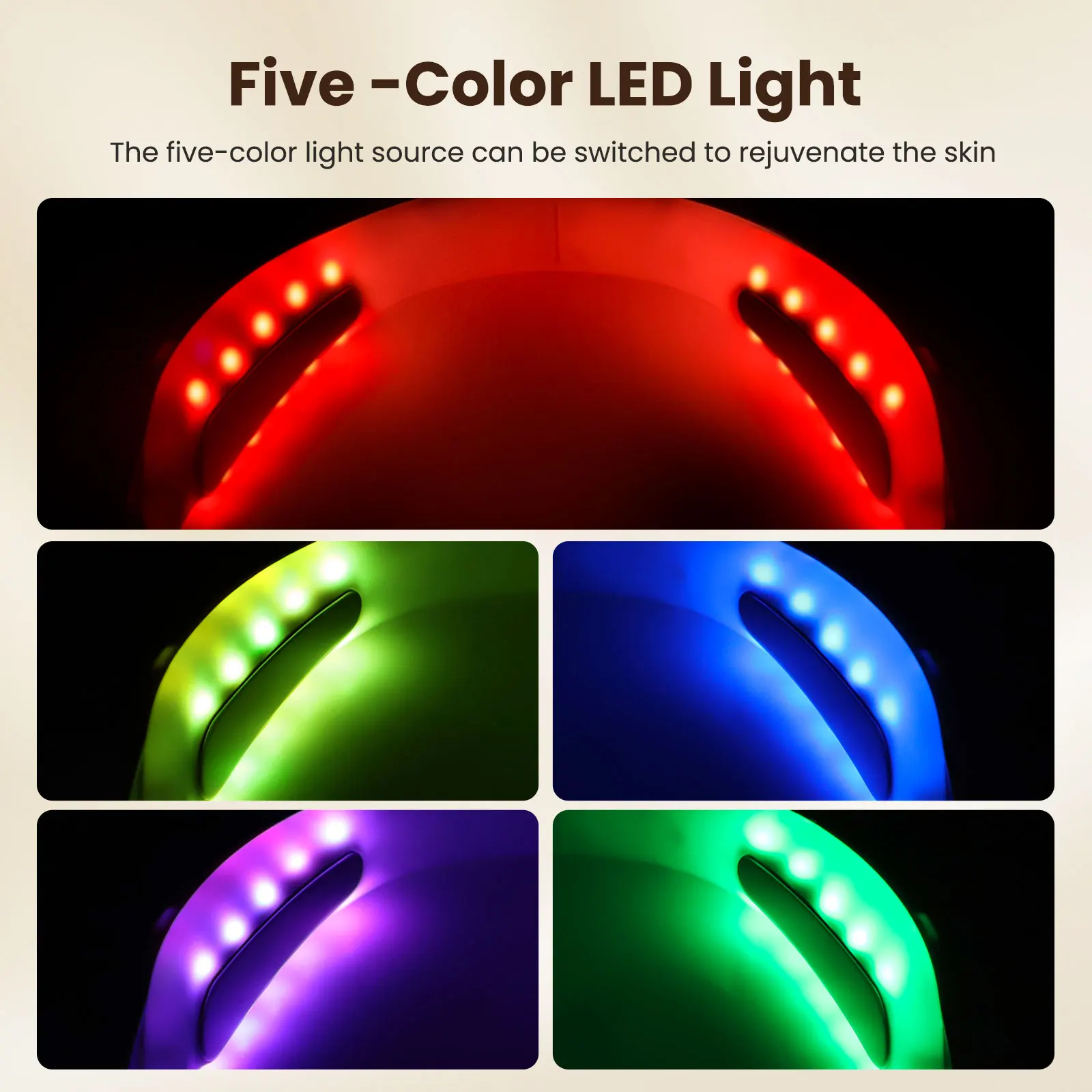 MS Facial Massager Vibration 5 Color Light Therapy Tighten Skin V Line Face Lifting Beauty Device Remove Double Chin Lifter Belt