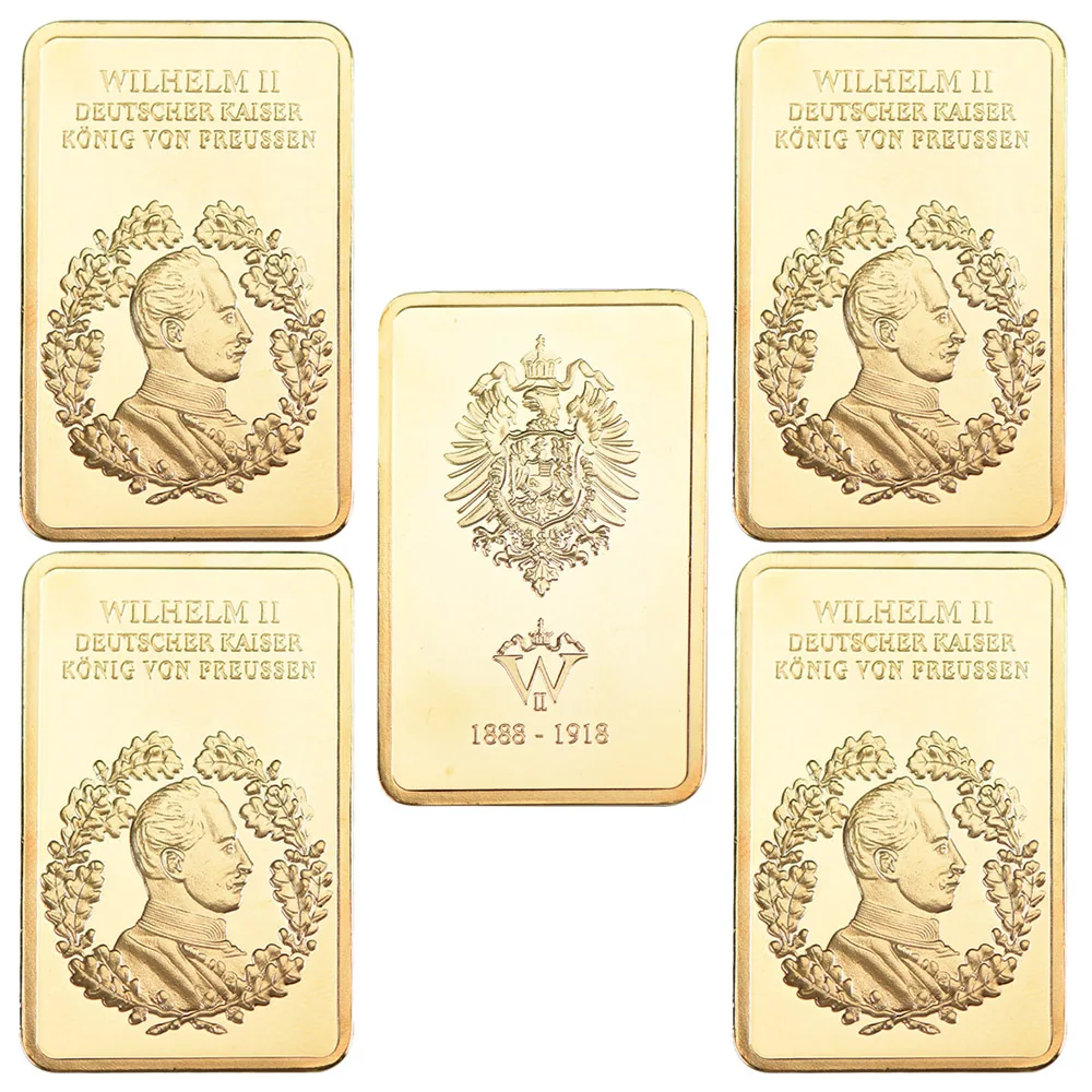 5pcs Kaiser Wilhelm II Von Deutschland Prussia King Commemorative Bars Prussian Imperial Replica Bar Gifts for German Hobbyists