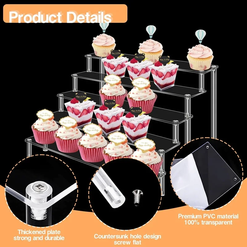 Multilayer Acrylic Display Stand Figures Holder Jewellery Display Riser Cupcakes Rack Removable Shelves Storage Organizers