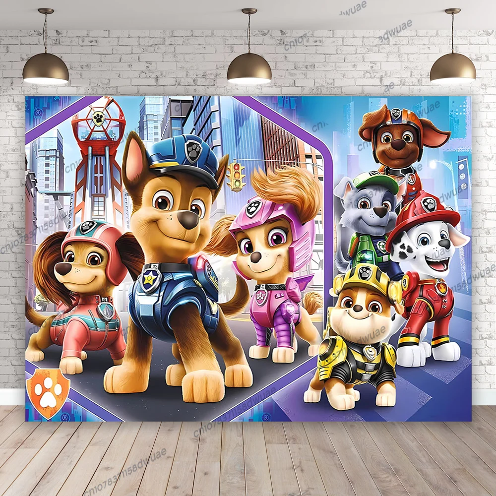 Paw Patrol Verjaardagsfeestje Foto Achtergrond Baby Shower Foto Achtergrond Feest Cartoon Banner Fotografie Achtergrond