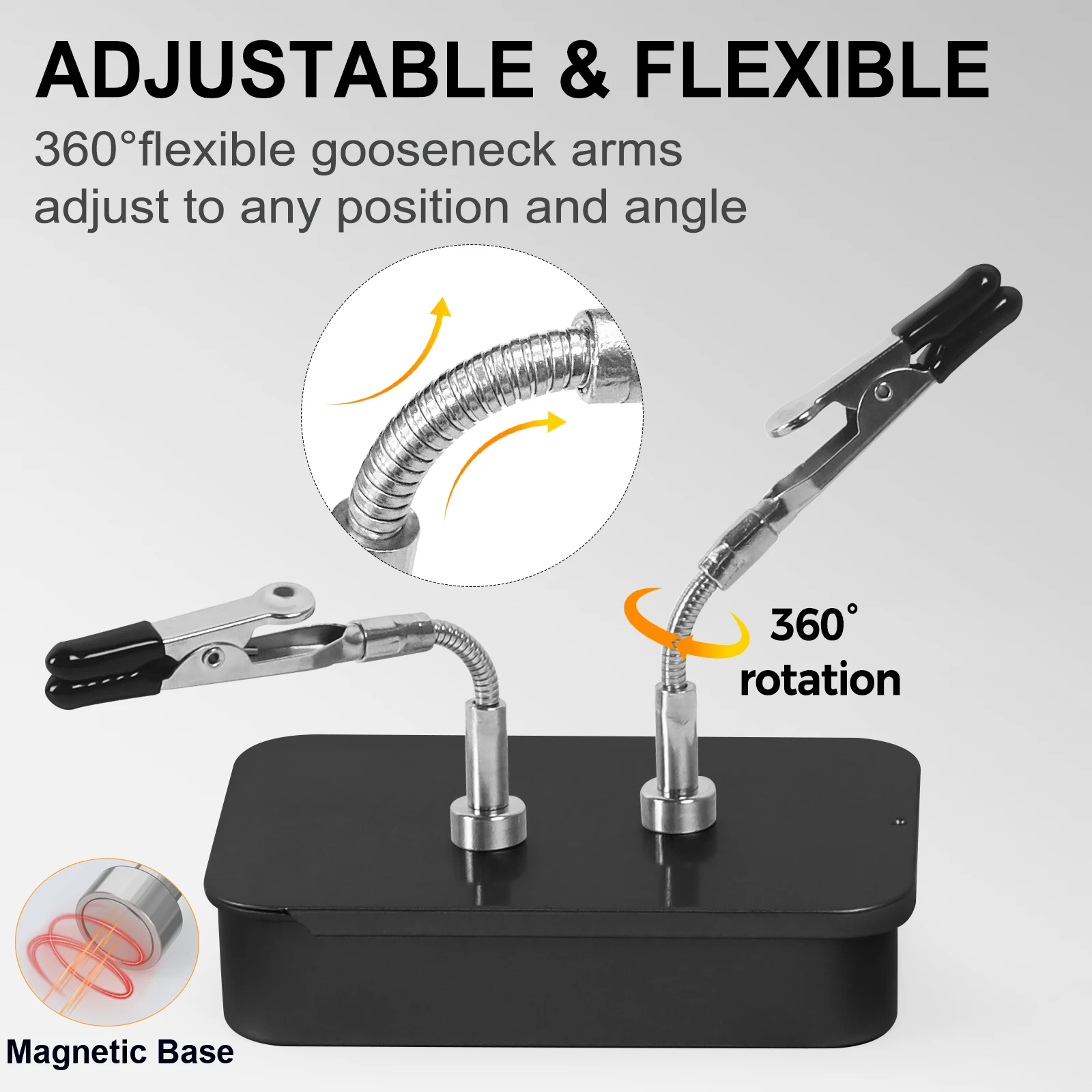 Toolour Magnetic Helping Hands 2/4 Metal Gooseneck Flexible Arm with Alligator Clips for Soldering, Model Painting, PCB Holder
