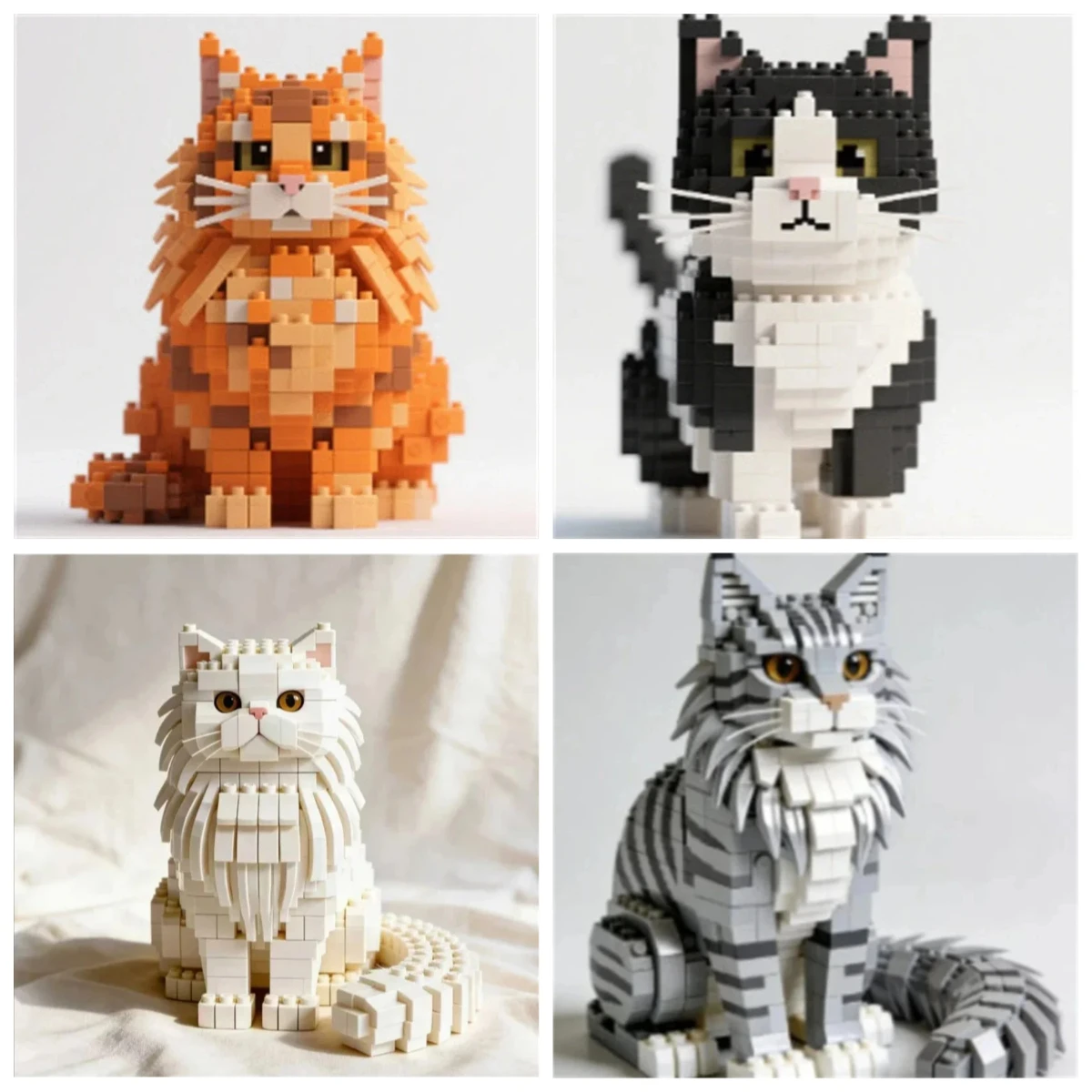 Cute Ragdoll Persian Cat Building Block Collectible Companion Model For Feline Lovers Home Display Birthday Christmas Gift