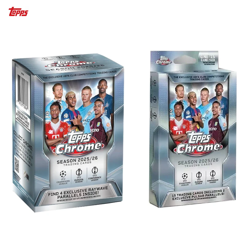 2025-26-topps-chrome-uefa-club-competitions-soccer-scelle-d'usine-coffret-de-collection-de-cartes-a-echanger-pour-amateurs-cadeaux-amusants