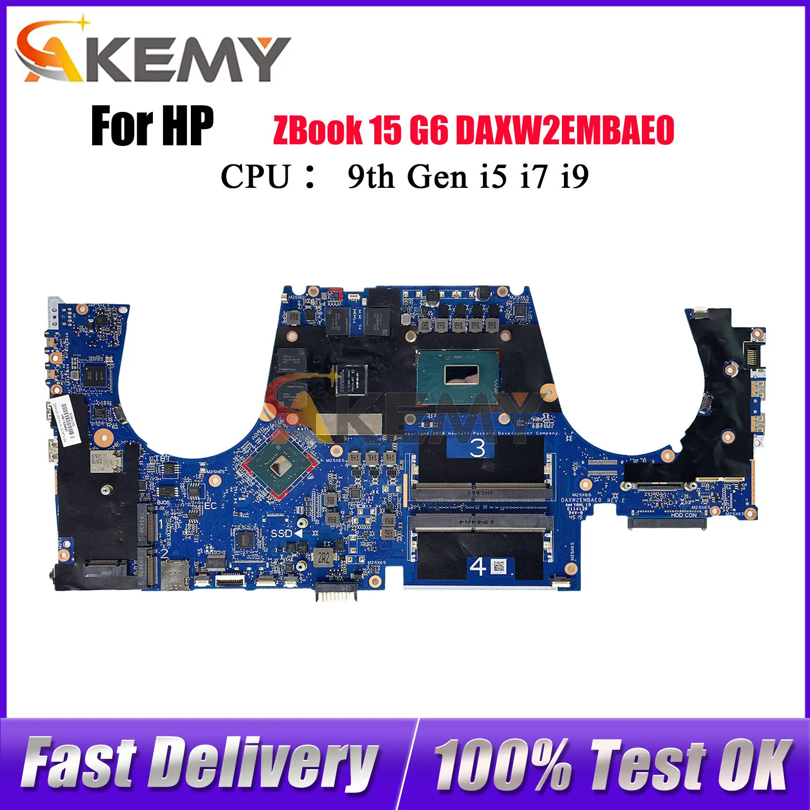 

DAXW2EMBAE0 Материнская плата для ноутбука HP ZBook 15 G6 с процессором i5 i7 i9 T1000 T2000 4 ГБ графического процессора L68825-601 L68848-601 100% полностью протестировано