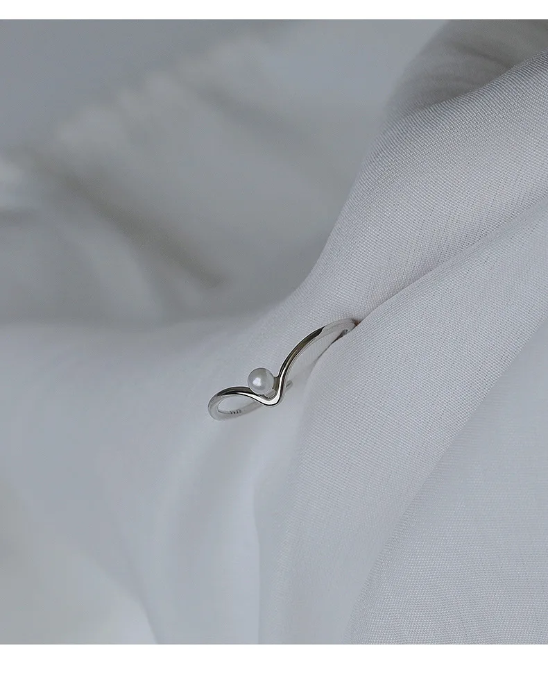 VENTFILLE 925 Sterling Silber Offene Perle Lächeln Stapelbarer Fingerring Einfache Mode Niedlich Einstellbar Für Weibliche Schmuck Großhandel – Detail 17