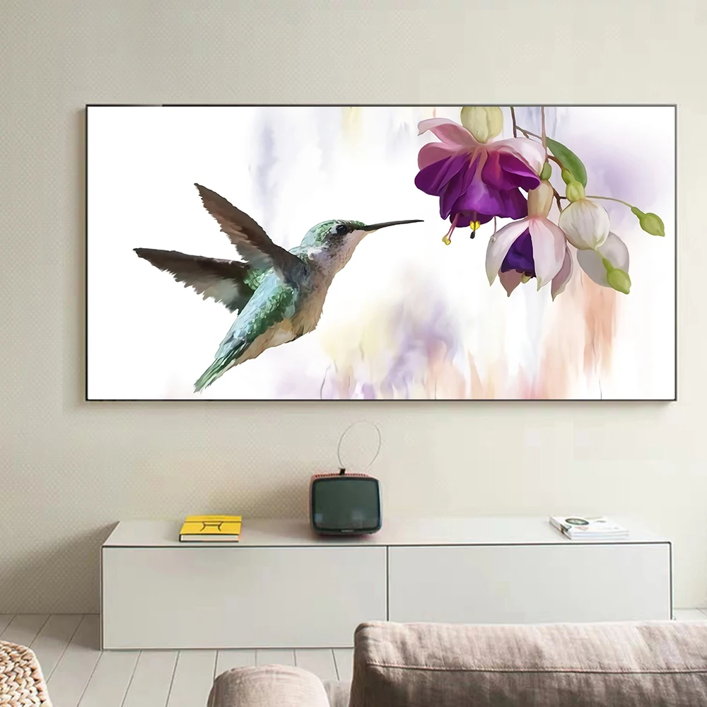 

Colored Bird Picking Nectar Canvas Paintings Wall Art Abstract Posters and Prints Mural Pictures For Living Room Home Decoration