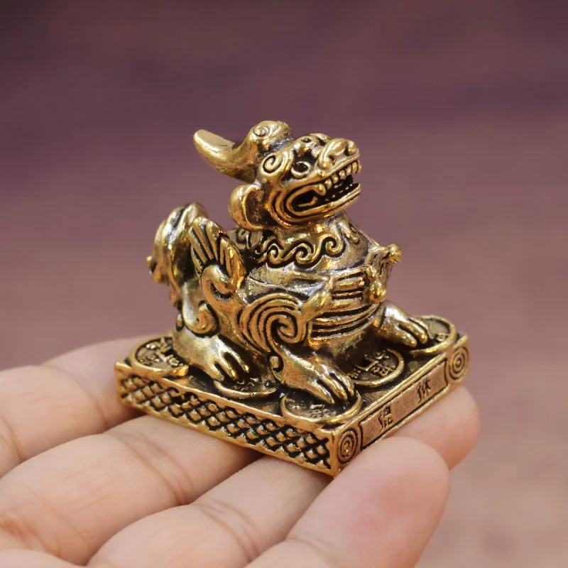 Brass Pixiu Ornament Wealth-Attracting Pi Xiu Feng Shui Solution Home Living Room Office Store