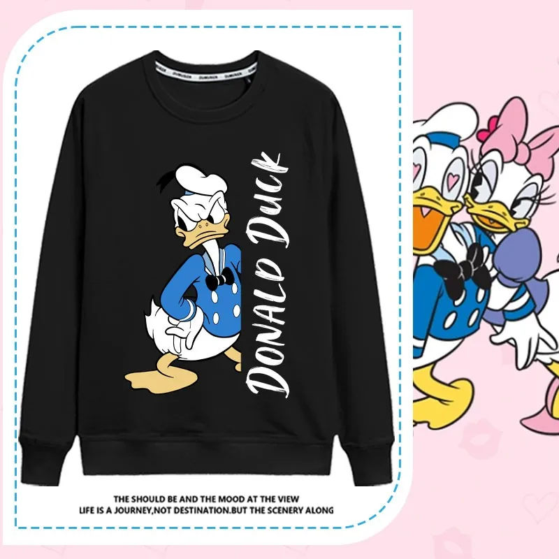 

Disney Donald Duck Daisy Couple Dress Couple Style Long Sleeve T-shirt Animation Perimeter Bf Lazy Style Pure Cotton Male Autumn