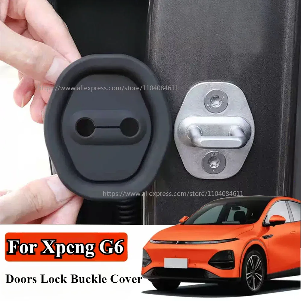 

For Xpeng Xiaopeng G6 G9 G3 G3i N5 P5 P7 P7i X9 4pcs Silicone Car Doors Lock Buckle Cover Anti-rust Protective Sticker Shock Mat