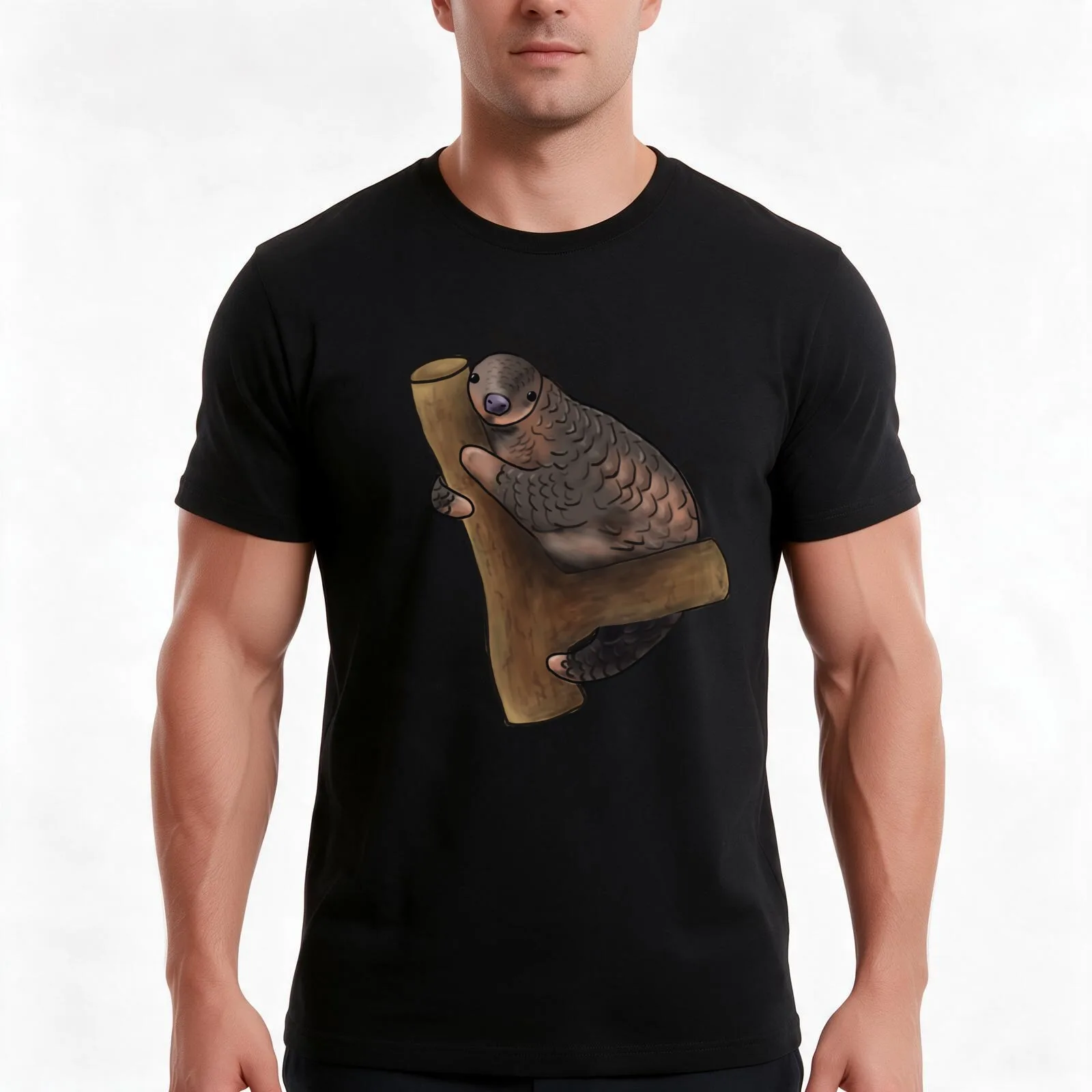 A barely hanging on pangolin T-Shirt, Summer Casual Cotton Tee, Oversized Streetwear Tops, Vintage Graphic Print, 100% Cotton