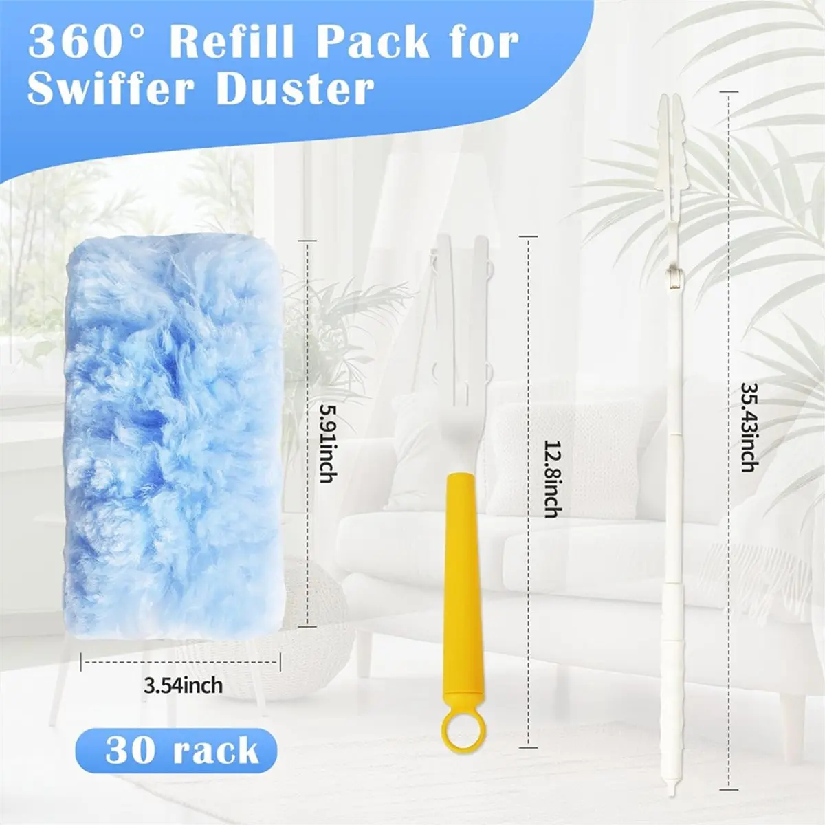 ABZT For Dust Magnet Refill Set, Duster for Telescopic Rod Strong Adsorption Pet Hair, Dust,