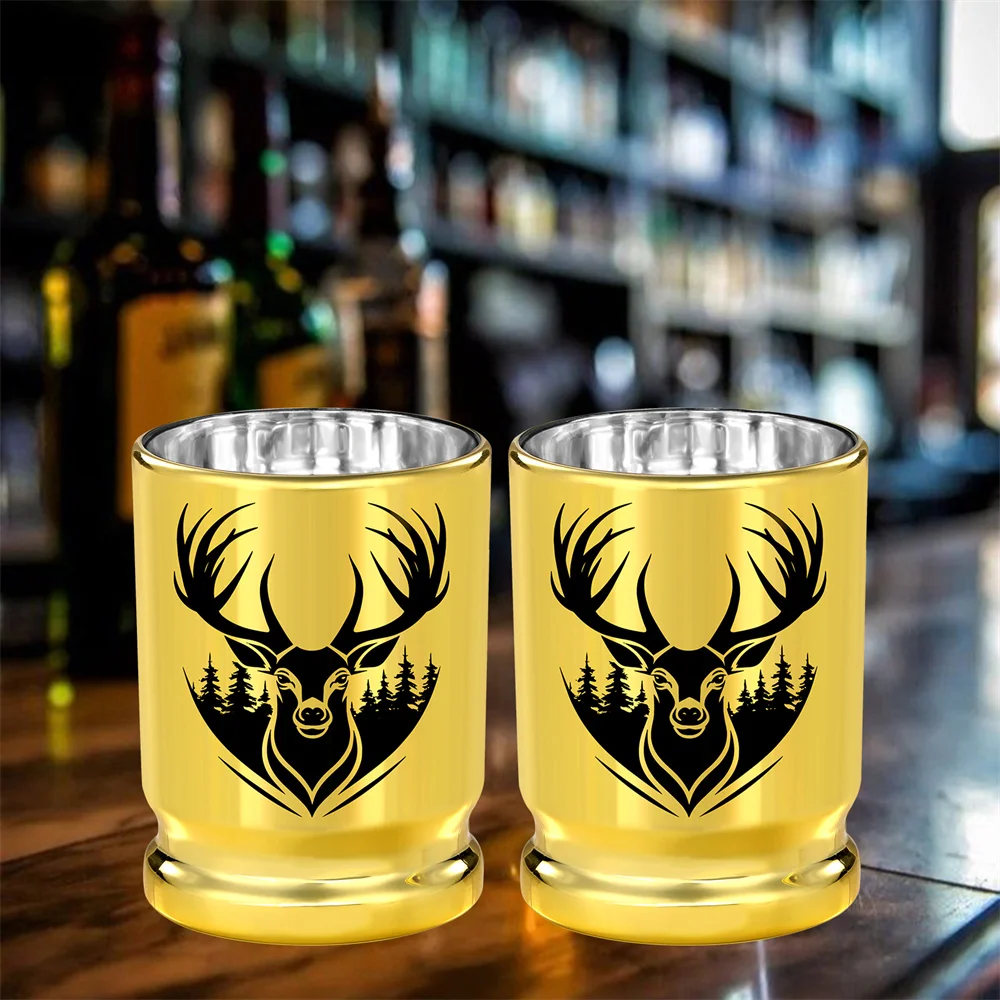 Elk Decoration Golden Plastic Wine Cup Travel Drink Wine Glass Nightclub Bar Party Drinking Shot Glass Gift Set