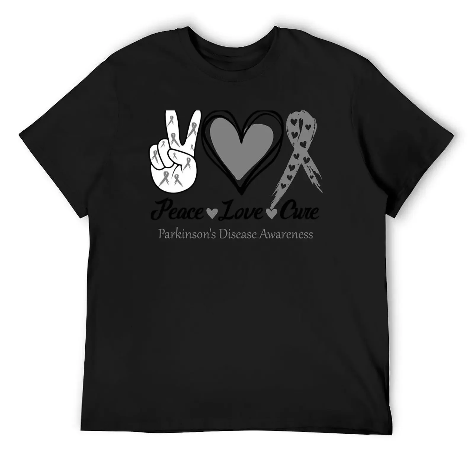 Peace Love Cure Parkinson's Disease Awareness T-Shirt Short sleeve tee plus sizes slim fit t shirts for men