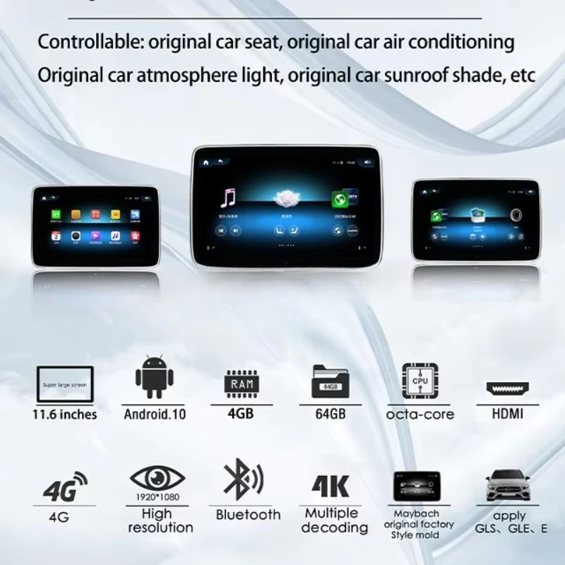 

Mercedes Benz GLS Rear Seat Entertainment System Interior Upgrade with Bluetooth Car Screen Modification 4G Touch USB Connection