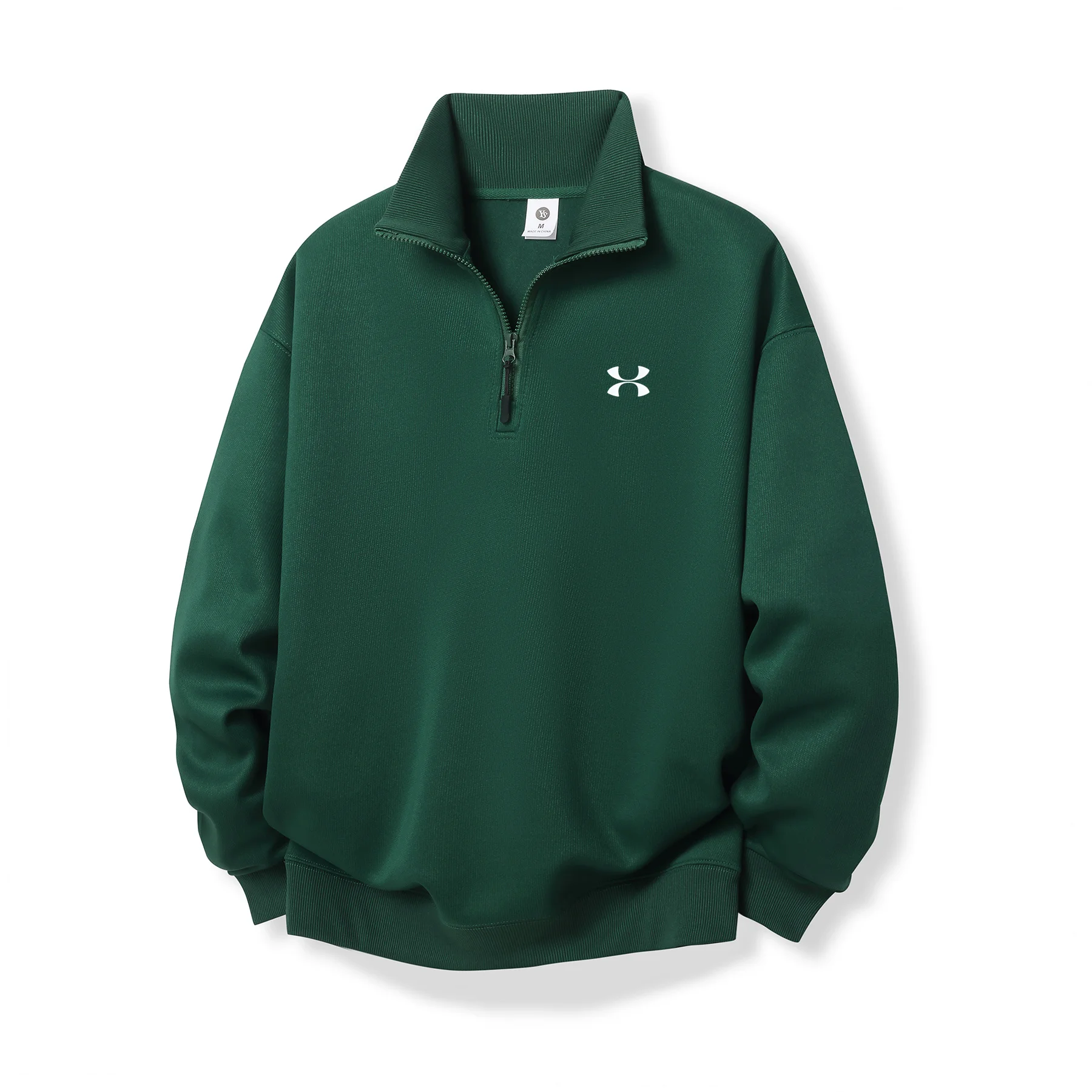 

Модный мужской высококачественный свитшот с полумолнией, весна-осень 2024, новый свободный модный брендовый однотонный пуловер с лацканами для мужчин