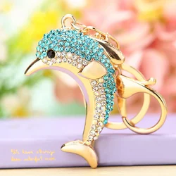 Fashion Jewelry Exquisite Cute Crystal Animal Dolphin Keychain Key Car Pendant Keyring Trinket Female Couples Valentine Gift