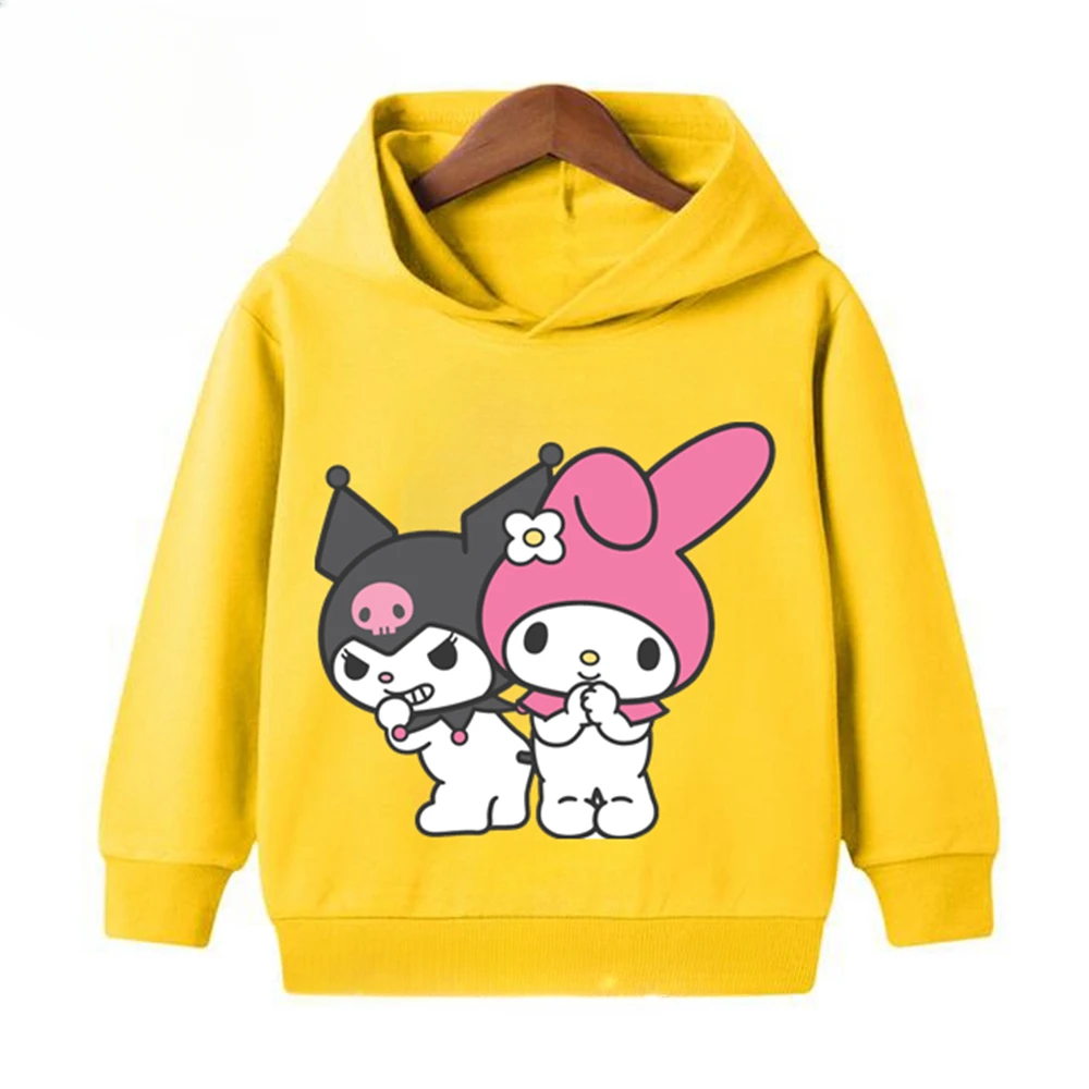 Spring Autumn Kawaii Kuromi Hoodies 2-13 Years Children Cartoon Anime Graphic Kids Boys Long Sleeve Harajuku Sweatshirt