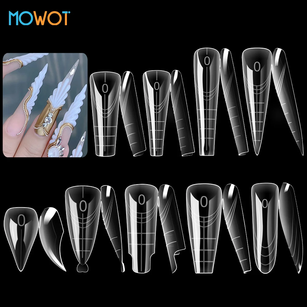 

MOWOT 70pcs/140pcs Dual Nails Forms for Poly Nail Gel Full Cover Nail Extension Quick Building Gel Molds Acrylic Nail Top Forms