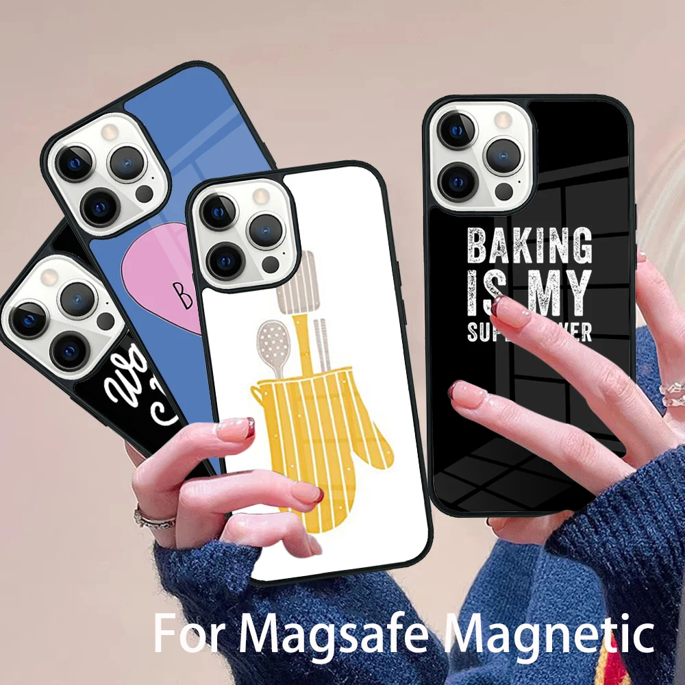 

Love Baking Chef Knife Phone Case Magesafe Magnetic Wireless Charge Cover For IPhone 16 11 12 13 14 15 Pro Max Plus