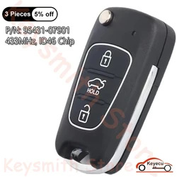 KEYECU 3 pulsanti 433MHz ID46 Chip per Kia Morning Auto aggiornato Flip Remote Control Key Fob sostituzione 95431-07901 SEKS-SA10Tx