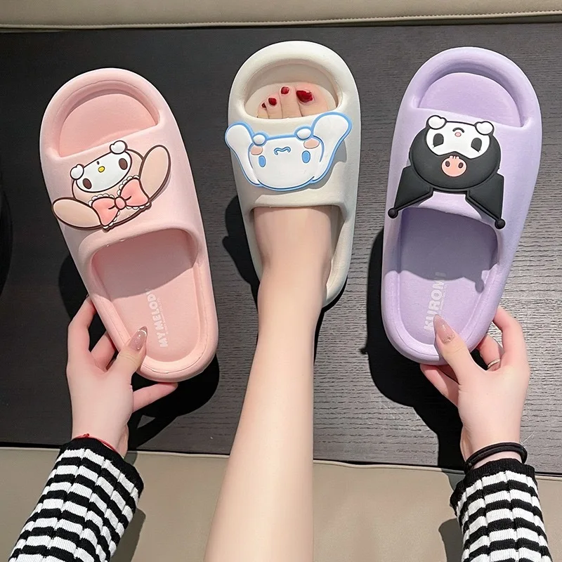 Cute Slippers Sanrio My Melody Kuromi Cartoon Cinnamoroll Kawaii Anime Home Bathroom Bathing Anti-Slip Sandal Toys Girls