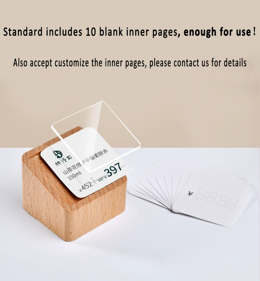 2022 Wood Mini hotel Restaurant Retail Clothes Jewelry watch store shop market label price tag card holder holders display