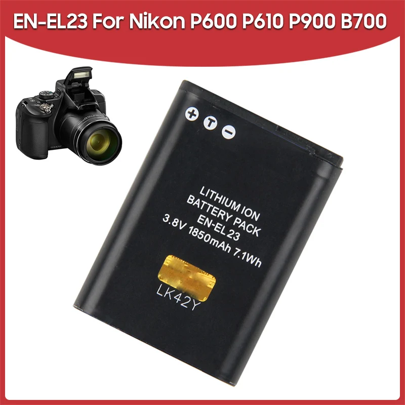 Replacement Battery EN-EL23 7.1Wh For Nikon P600 P610 P900 B700 ENEL23 Rechargeable Batteries 1850mAh