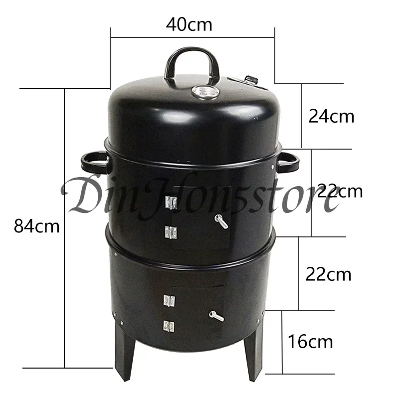 Multifunctional BBQ Smoker Oven With Smoking Rack Commercial Home Outdoor Barbecue Grill For Backyard Camping Meat Smoking