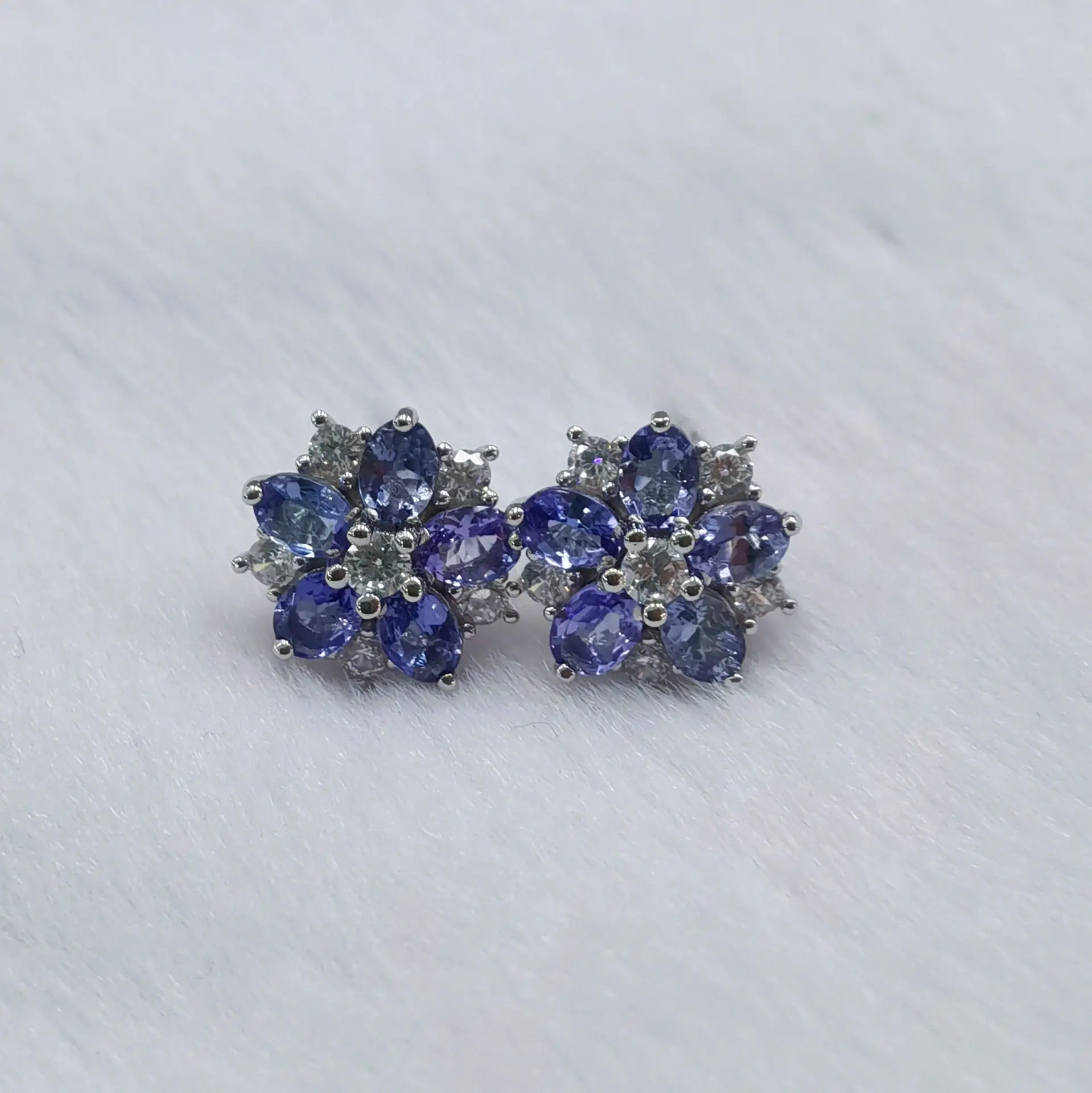 

ZECAA Fine Jewelry Tanzanite Stud Earrings For Woman With Natural Tanzanite Gemstone 3*4mm Silver Earrings For Lady Party Dating