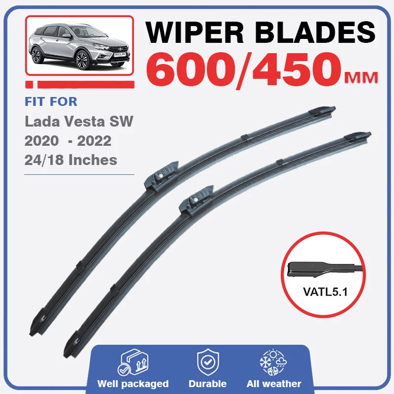 Car Front Wiper Blades For Lada Vesta SW Cross 2020 2021 2022 Accessories Window Windscreen Windshield Brushes Refills VATL 5.1