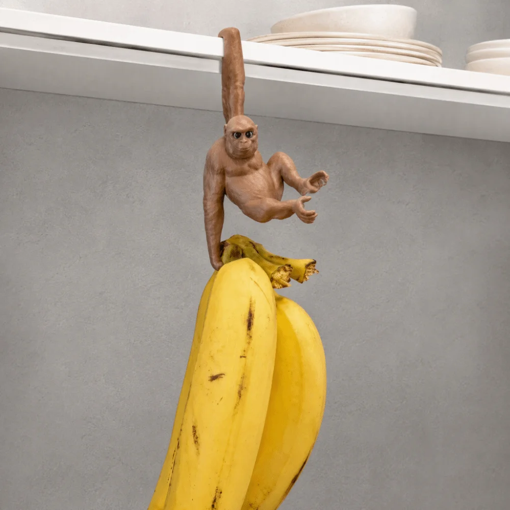 Key Hanger No-drill Monkey Shaped Hook Creative Funny Banana Balance Hook Adorable Practical Kitchen Storage Rack Wall Mounted